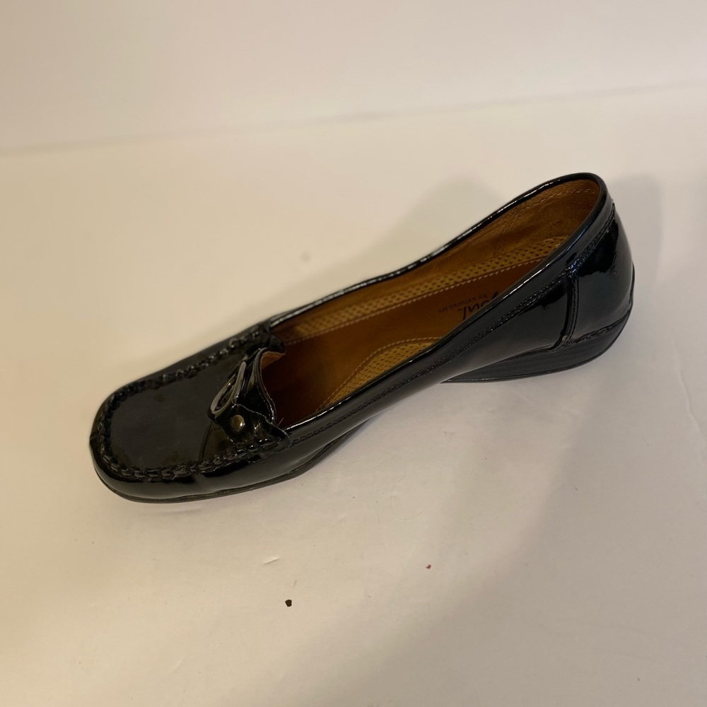 Natural Soul by Naturalizer - Black  patent leather loafers w/silver buckle, 8
